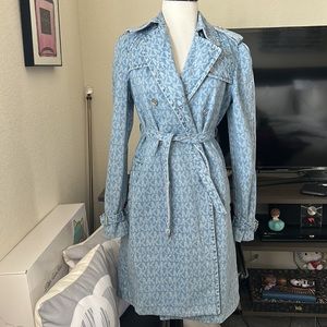 Michael kors jacquard logo trench coat XS